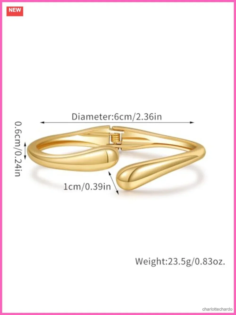 Gold Plated Chunky Cuff Bangle Bracelet Twisted Hinged Open Wide Waterdrop